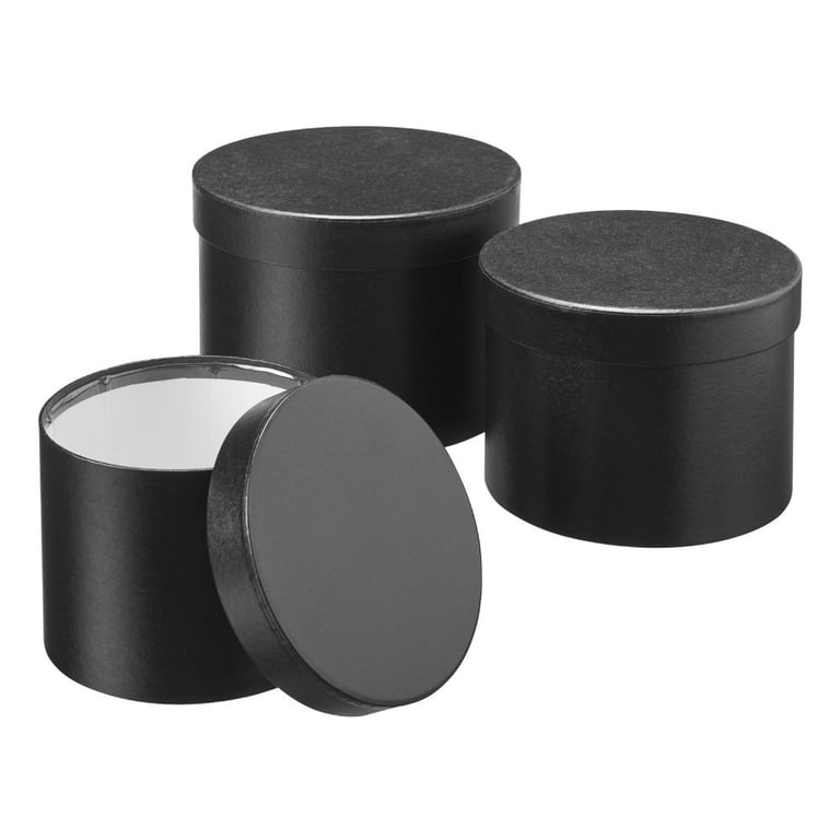 Symphony Hat Boxes - Set of 3 Black Fashion Storage Containers for Hats and Accessories