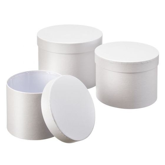 White Symphony Hat Box Set - 3-Piece White Storage Organizer for Fashion Accessories and Hat Collection