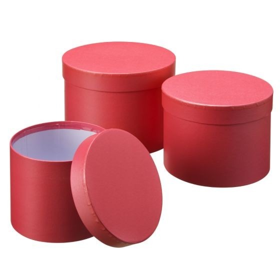 Luxury Red Hat Box Set - 3-Piece Storage and Presentation Organizer