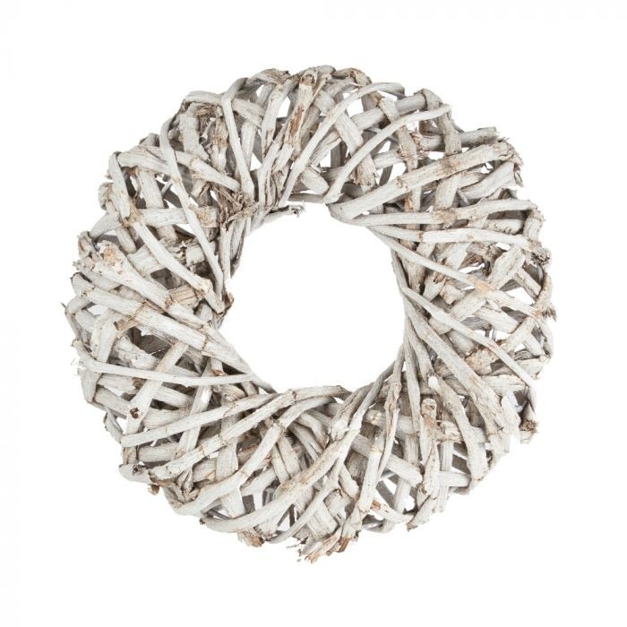 White Carrizo Wreath - 37cm Outdoor Holiday Decoration for Home Decor