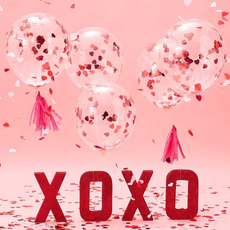 Heart Confetti Balloon - Festive Party Decorations with Confetti Filled Inside