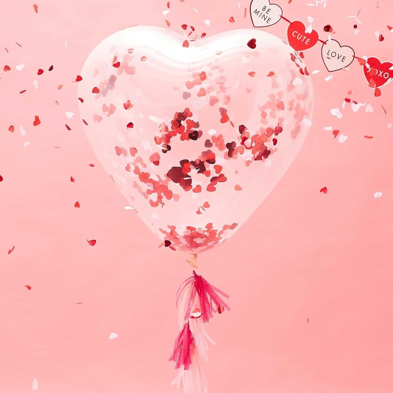 Heart Confetti Balloon Kit - Party Decorations for Home Gatherings and Events