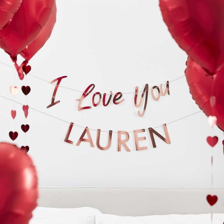 Personalised Customisable I Love You Bunting - Romantic Home Decor Wedding Favour