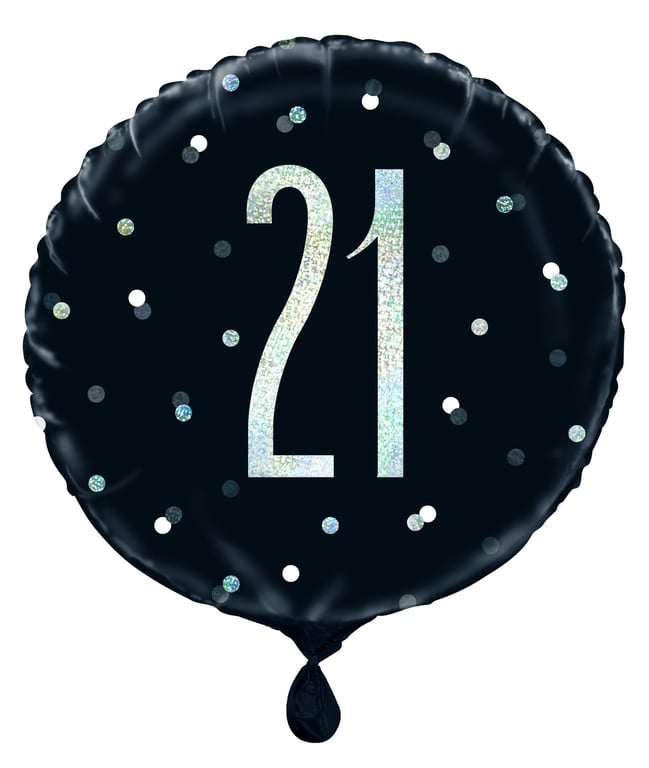 Black and Silver Prismatic 21st Birthday Foil Balloon (18 Inch) - Metallic and Color-Changing Party Decorations for a Unique Celebration