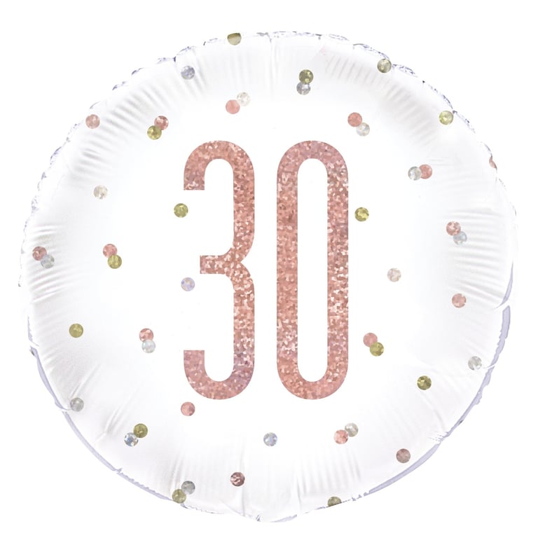 Rose Gold and White Prismatic 30th Anniversary Foil Balloon, 18 Inch, Perfect Birthday Party Decoration for Celebration