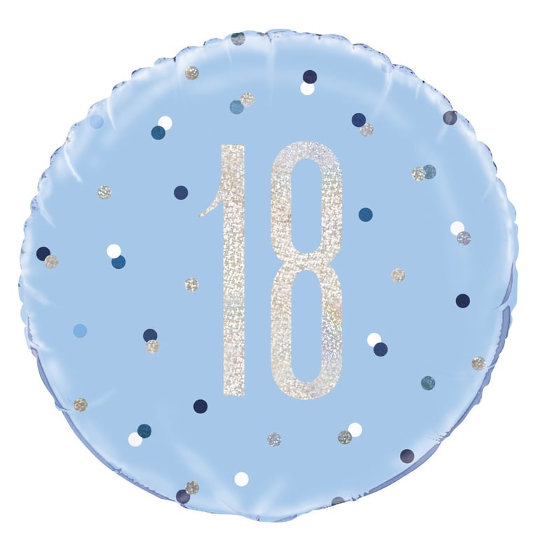 Blue and Silver Prismatic 18 Inch Foil Balloon - 18th Birthday Party Decoration Supplies