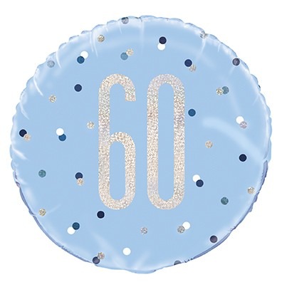 Blue and Silver Prismatic 18 Inch Foil Balloon - Perfect 60th Birthday Decoration