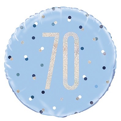 Blue and Silver Prismatic 70th Birthday Foil Balloon (18 Inch) - Perfect Decorations for Milestone Celebrations