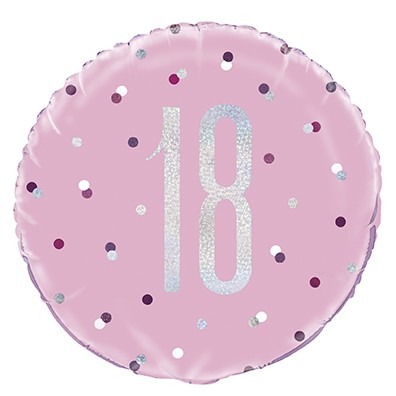 Pink and Silver Prismatic 18th Birthday Foil Balloon - 18 Inch Party Decoration