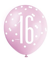 16th All Over Print Latex Balloon - Assorted Themed Party Decorations