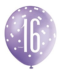 16th All Over Print Latex Balloon - Assorted Themed Party Decorations