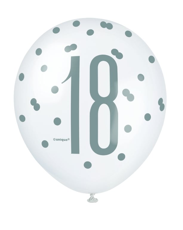 Pink and Silver 18th Birthday All Over Print Latex Balloon - Party Decoration Ballon