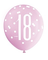 Pink and Silver 18th Birthday All Over Print Latex Balloon - Party Decoration Ballon