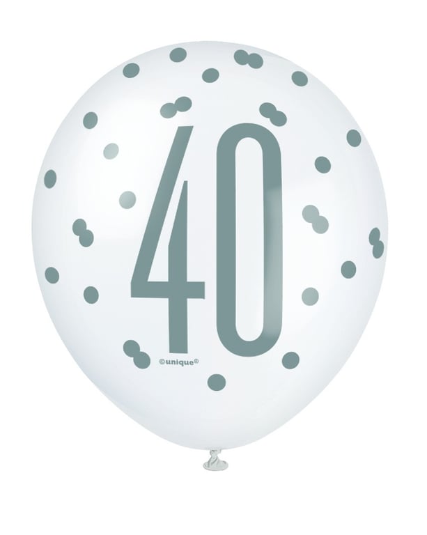 Assorted All Over Print Pink and Silver 40th Birthday Latex Balloons - Party Decorations for a Memorable Celebration