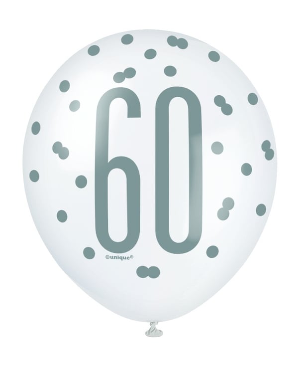 Pink and Silver 60th Birthday All Over Print Latex Balloon Party Decoration