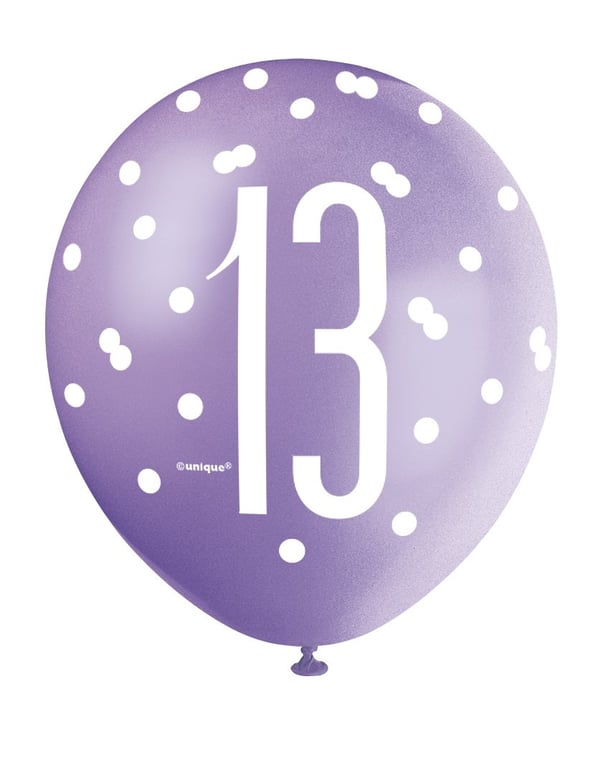 All Over Print Pink and Silver 13th Birthday Party Decoration Latex Balloon