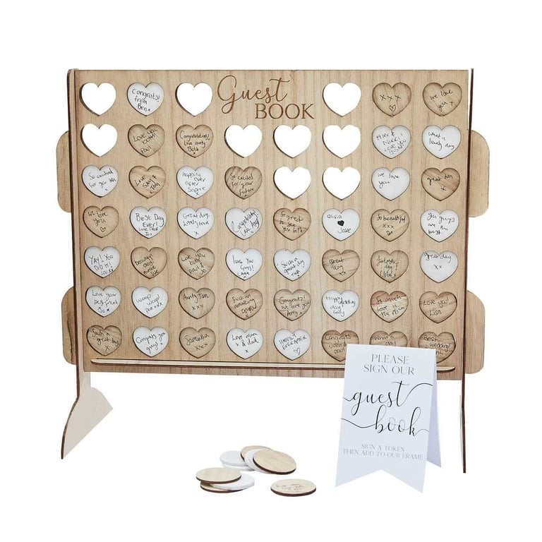 Four In A Row Wedding Guest Book Alternative: Personalized Table Game and Decor