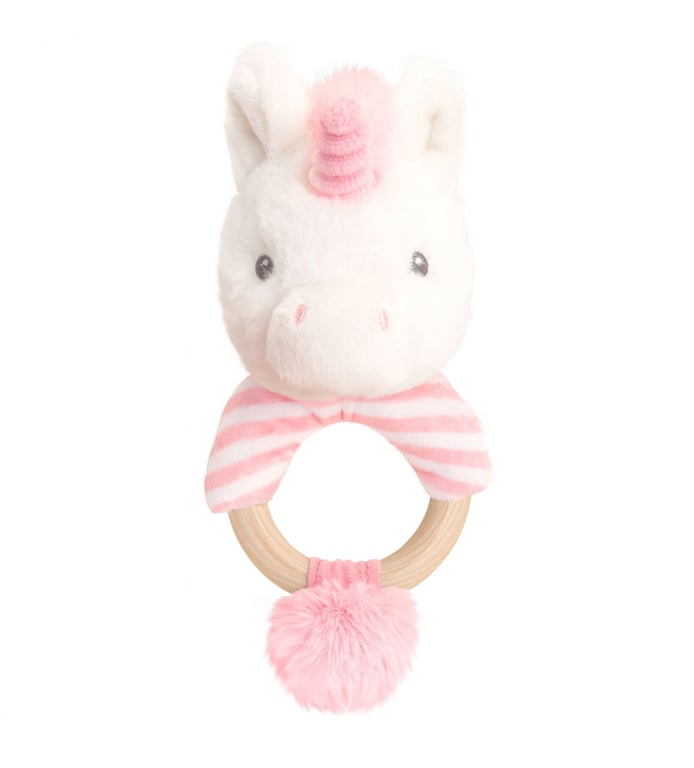Keeleco Baby Twinkle Unicorn Ring Rattle - Teether Toy for Toddlers and Infants, 14cm Long