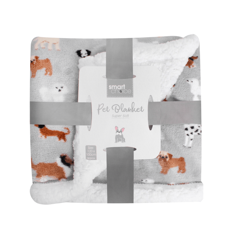Grey Sherpa Dog Blanket - Cozy Home Decor for Pets (120 x 100cm)