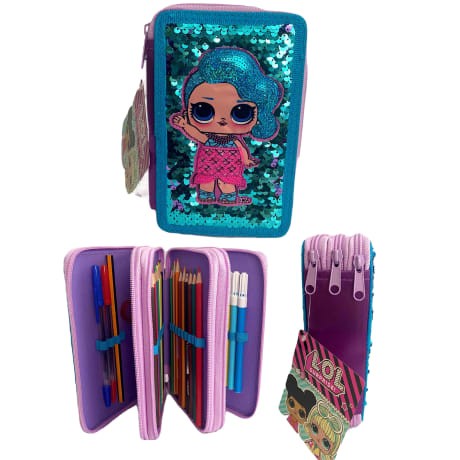 LOL Surprise Sequin Filled Pencil Case - Fashionable Stationery Organizer
