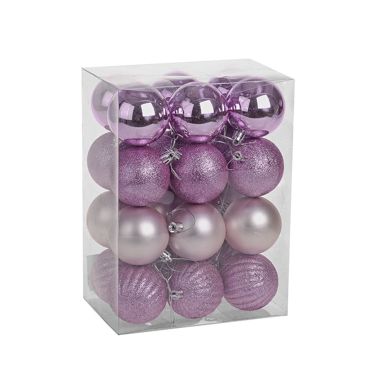 Pink Shatterproof Baubles - 24 Pack of Durable Glass Ornaments (6cm) for Home Decor and Holiday Decorating