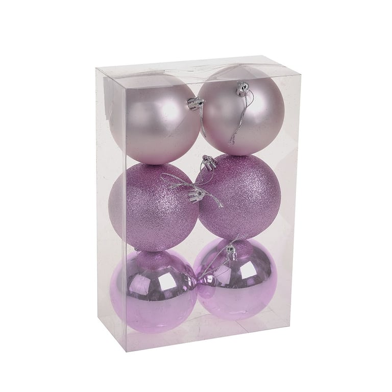 Pink Shatterproof Baubles (8cm) - Durable Home Decorations for Christmas Ornaments and Garden Use (Set of 6)
