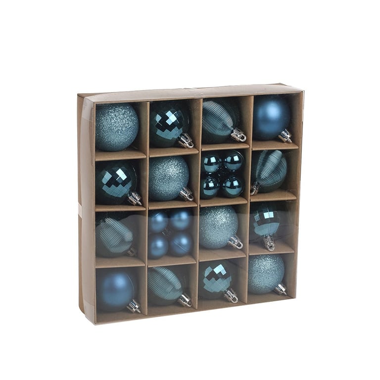 Turquoise Baubles Assorted Pack - 30 Small Decorative Ornaments for Home & Christmas