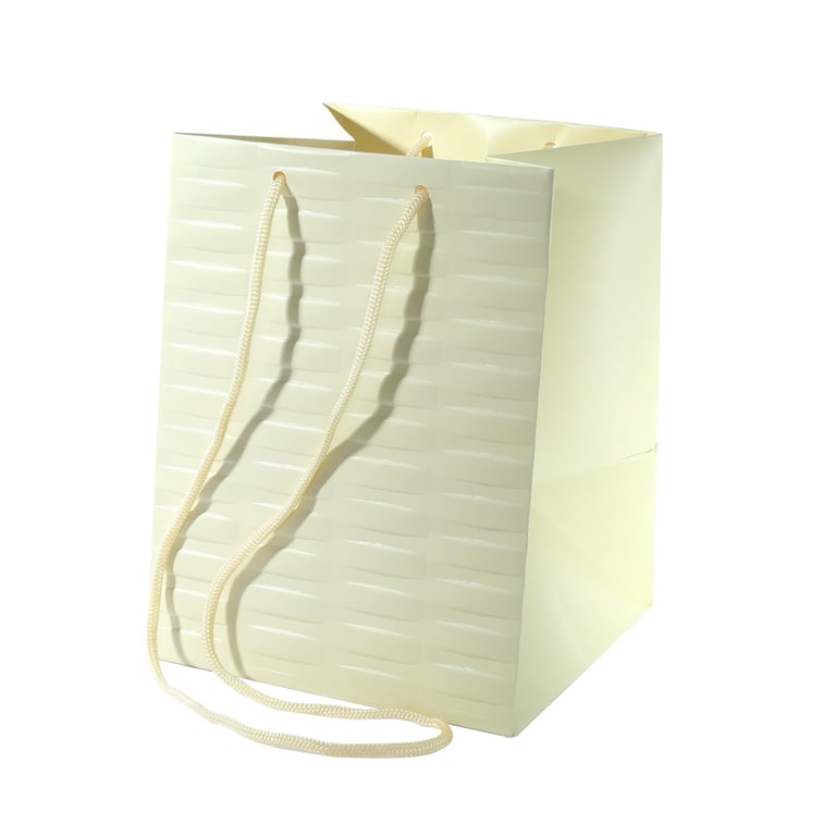 Ivory Woven Textured Hand Tie Bag - Elegant Home Decor Fashion Tote