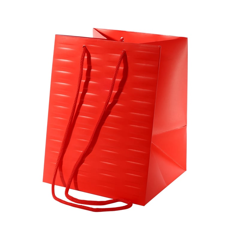 Red Woven Textured Hand Tie Bag - Small Fashion Clutch Home Decor Accessory