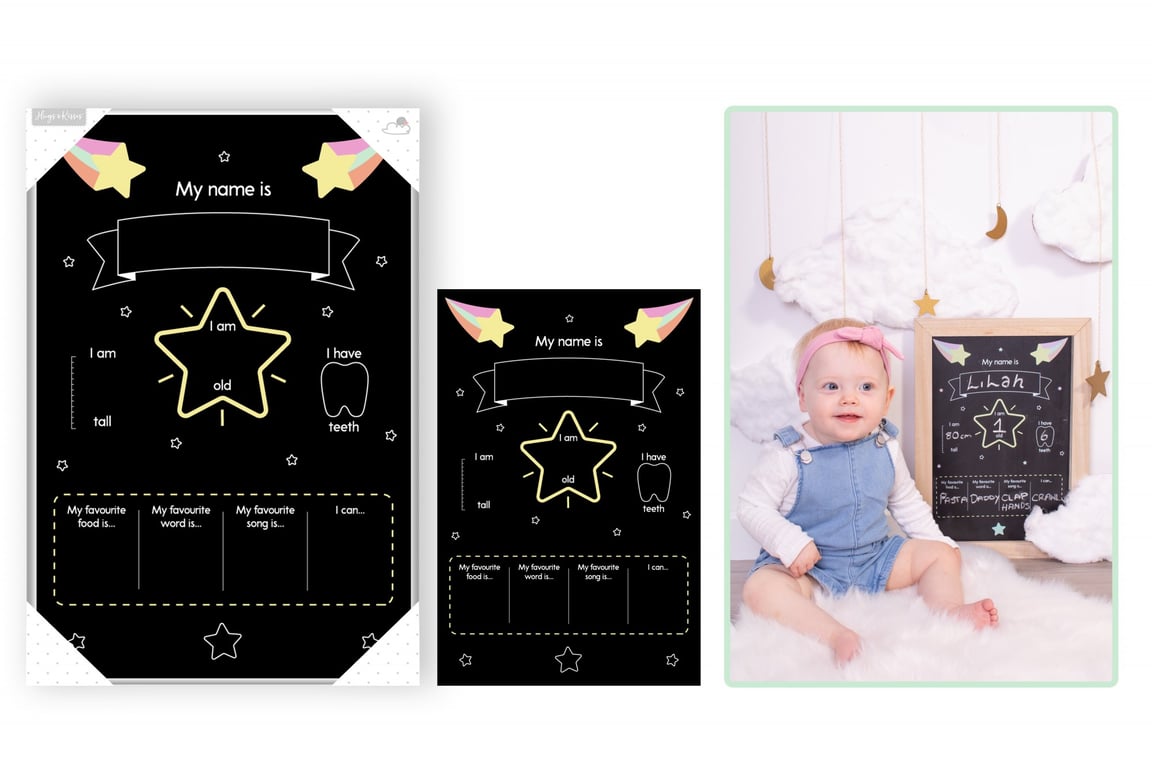 Baby Milestone Chalkboard Tracker - Personalized Chart for Child Development and Growth