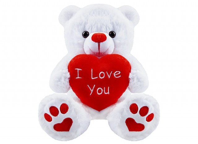 10 inch White Soft Loveheart I Love You Bear