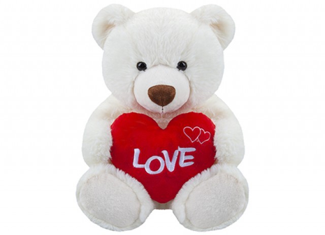 Large 34cm Soft Huggable Bear with Heart-Shaped Design Stuffed Toy