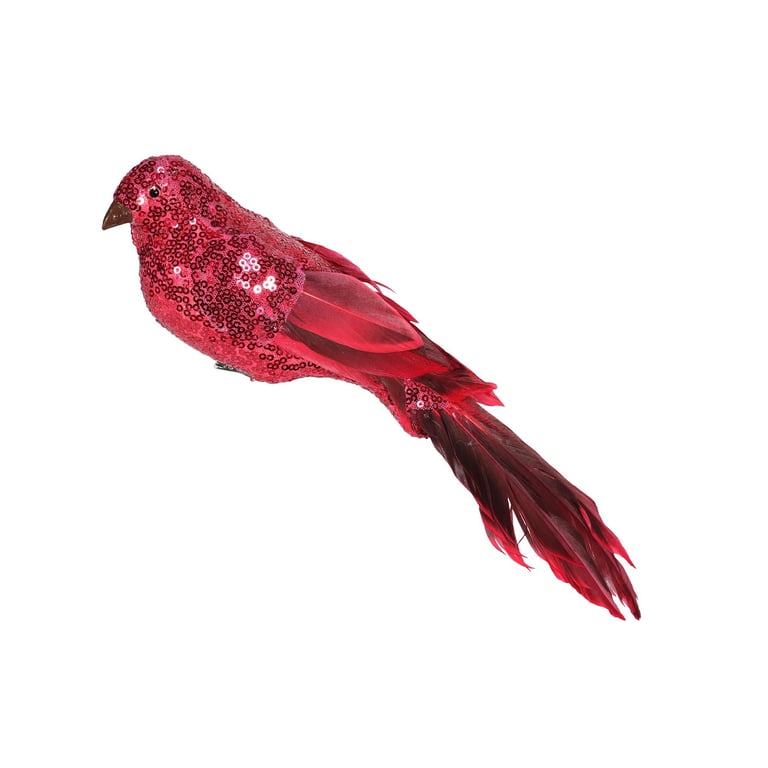 Red Sequin Peacock Decoration - 30cm Festive Home Decor Item