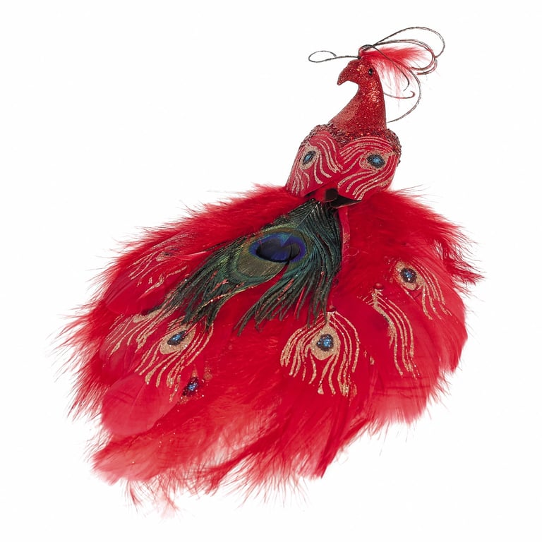Large Red Peacock Feather with 30cm Clip - Home Decor Fashion Accessory