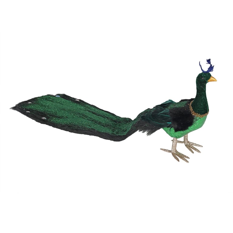 Green Long Tail Faux Fur Peacock Decoration - 66cm Wall Hanging Home Decor