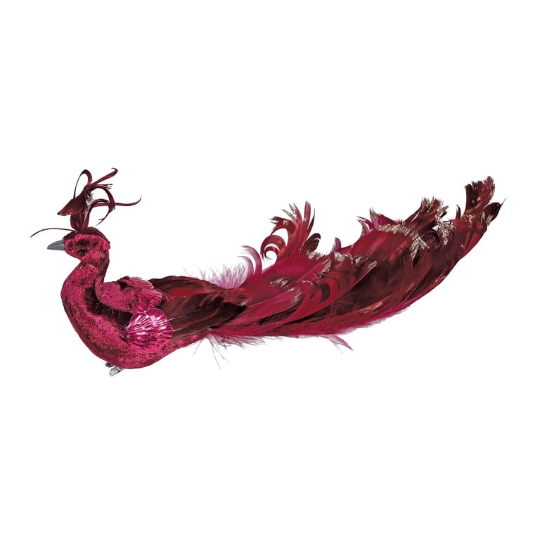 Burgundy Velvet Peacock Home Decor Accent - 26cm Luxury Wall Hanging Decoration
