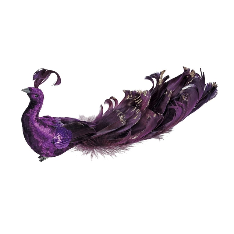 Purple Velvet Peacock 26cm Cushion - Elegant Home Decor Accent
