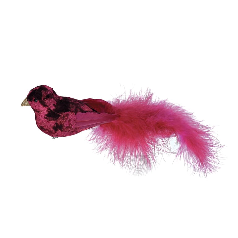 Burgundy Velvet Bird 30cm Home Decor Ornament