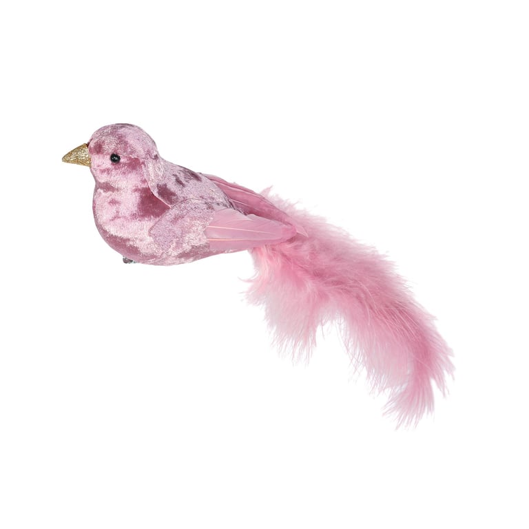 Dusky Pink Velvet Bird - 30cm Large Plush Home Decor Garden Ornament