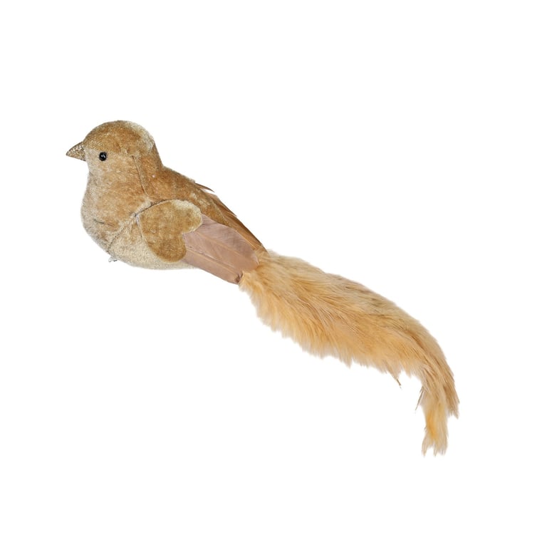 30cm Gold Velvet Bird Decoration - Ornamental Home Decor Sculpture