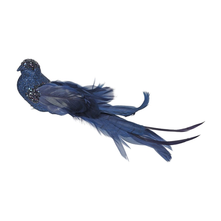 Navy Glitter Bird 23cm Decoration - Beautiful Indoor Ornament for Home Garden Decor