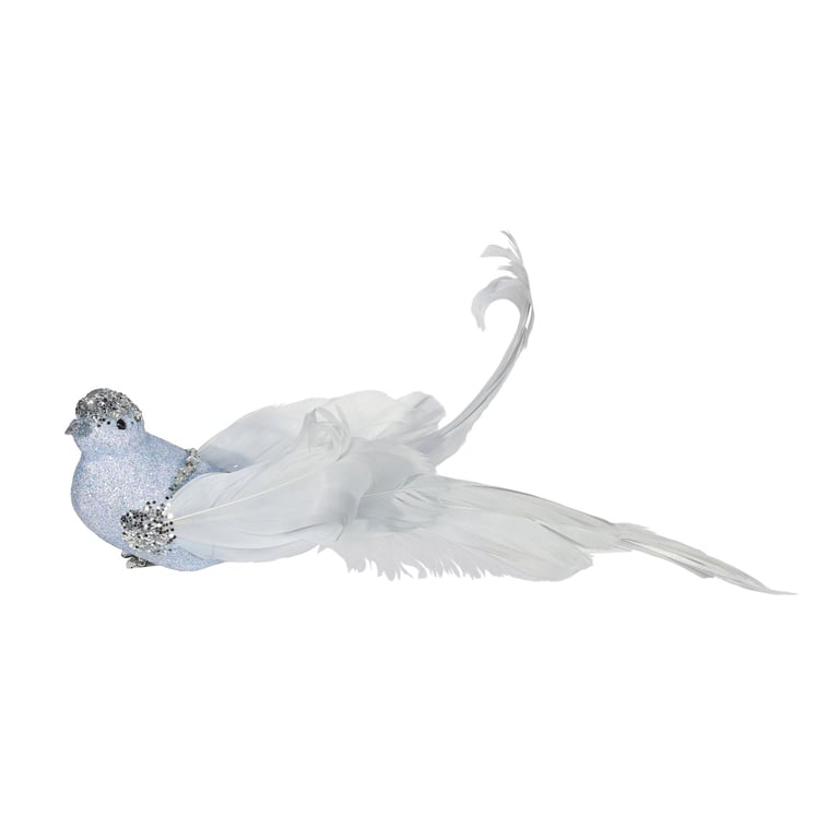 Silver Glitter Bird 23cm Home Decor Ornament with Fashionable Style