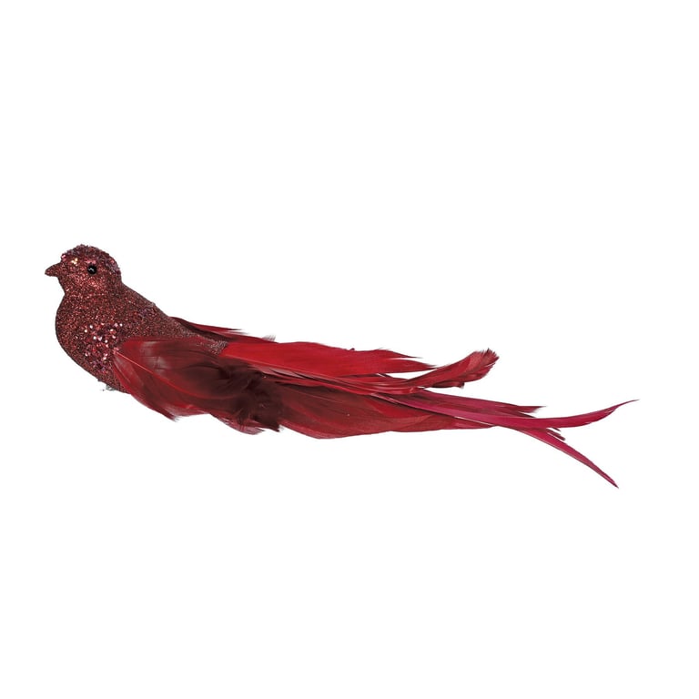 Burgundy Glitter Bird Decor with Clip - Perfect Home Accent or Party Ornament