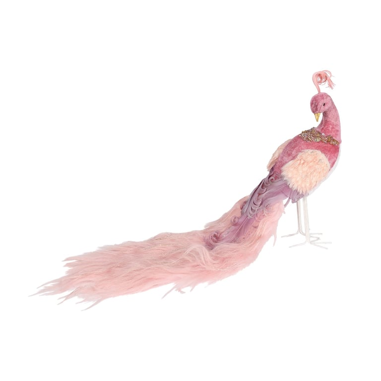 Dark Pink Velvet Peacock Home Decor - 35cm Wall Art Decoration Pillow Cover
