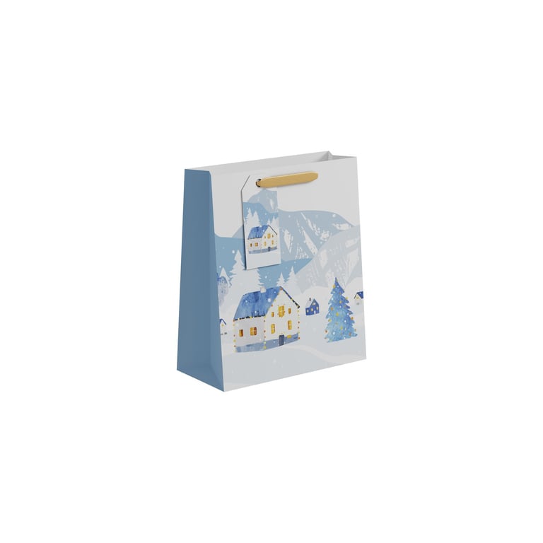 Snowy House Scene Medium Gift Bag for Home Decor and Winter Parties