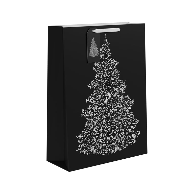 Extra Large Black and White Christmas Tree Gift Bag - Home Decor Holiday Present Wrap