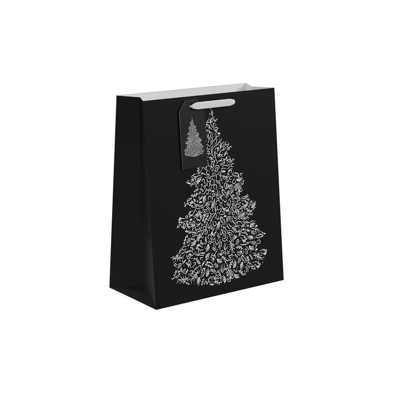 Black & White Christmas Tree Gift Bag (Large) - Elegant Home Decor Holiday Decoration