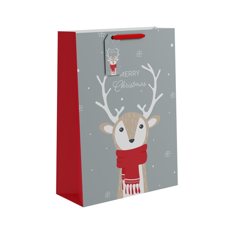 Extra Large Merry Christmas Reindeer Gift Bag - Festive Holiday Home Decor