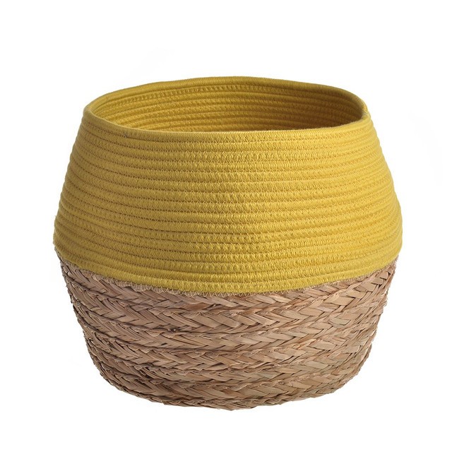 Yellow 28cm Woven Basket - Home Decor Storage Bin