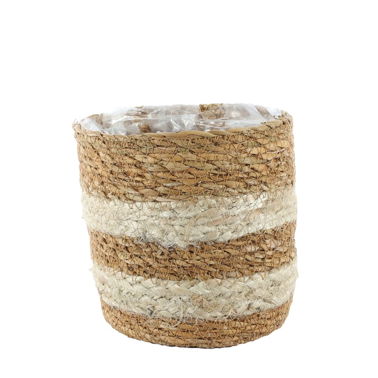 Natural Seagrass & Jute Braided Round Home Decor Storage Basket